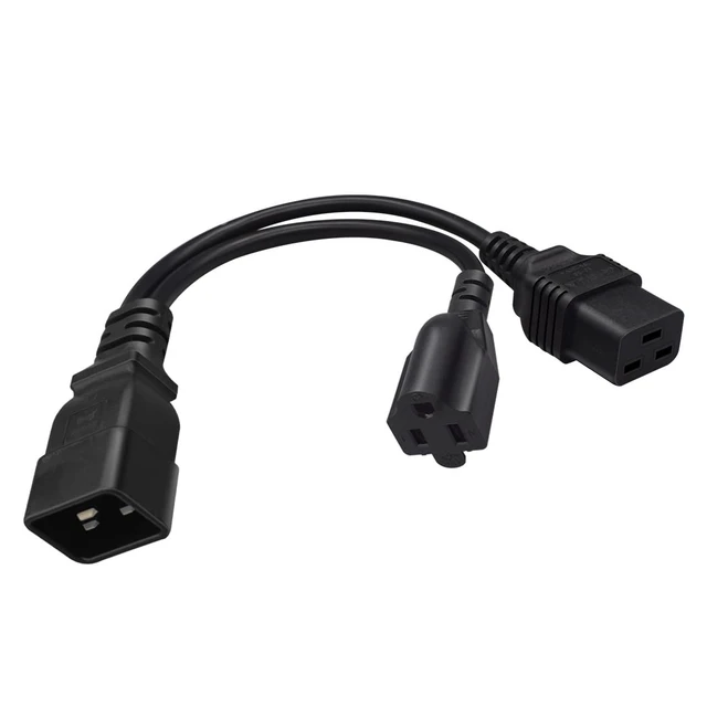 Alt view image 5 of 5 - 0.32M/1FT IEC320 C20 to C19+515R Y Splitter Power Cord 16AWG | PVC outer jacket,spacesaving Yshape design,for server,PDU,UPS & office equipment