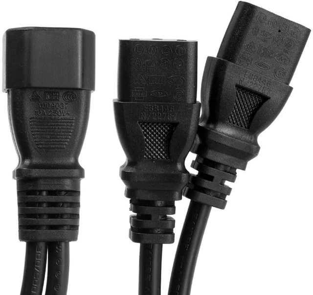 Alt view image 4 of 4 - Power Cable UPS Server Y Splitter C14 to 2 x C13 Power Adapter Cable Cord