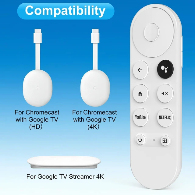 Alt view image 2 of 7 - Voice Replacement for Google Chromecast Remote, G9N9N for Chromecast with Google TV Remote 4K/HD, for Google TV Streamer (Only for Snow Chromecast Google)