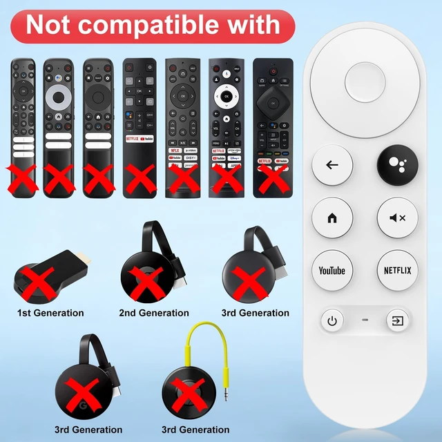 Alt view image 3 of 7 - Voice Replacement for Google Chromecast Remote, G9N9N for Chromecast with Google TV Remote 4K/HD, for Google TV Streamer (Only for Snow Chromecast Google)