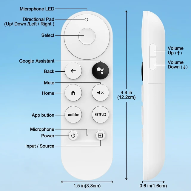 Alt view image 5 of 7 - Voice Replacement for Google Chromecast Remote, G9N9N for Chromecast with Google TV Remote 4K/HD, for Google TV Streamer (Only for Snow Chromecast Google)