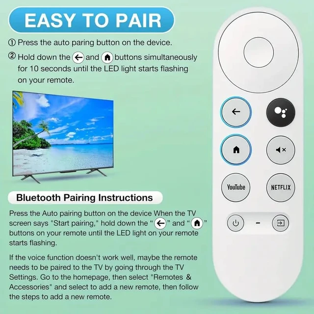 Alt view image 2 of 7 - Voice Remote Control for Google Chromecast 4K Snow | G9N9N Replacement | Compatible with GA01409-US/GA01919-US/GA01920-US/GA01923-US/GA02463-US/GA02464-US | Hands-Free TV Controller