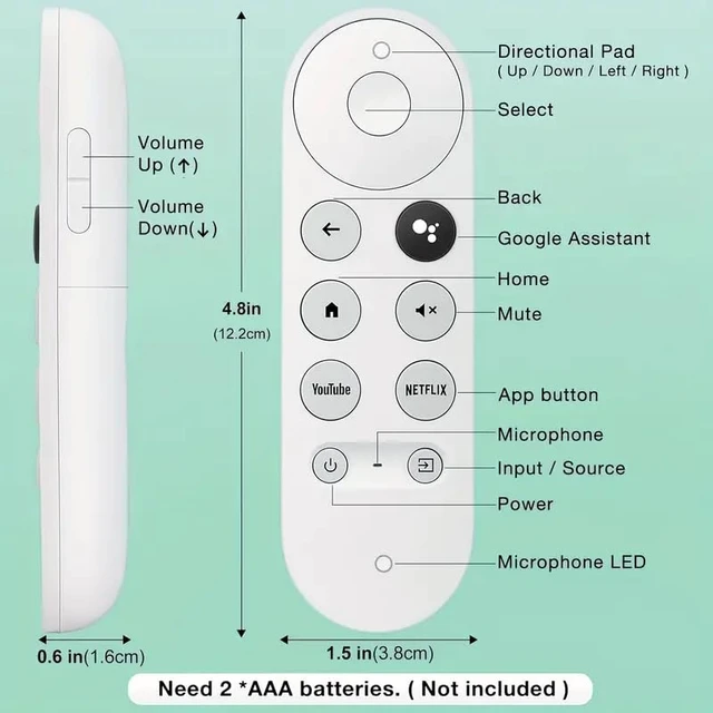 Alt view image 5 of 7 - Voice Remote Control for Google Chromecast 4K Snow | G9N9N Replacement | Compatible with GA01409-US/GA01919-US/GA01920-US/GA01923-US/GA02463-US/GA02464-US | Hands-Free TV Controller