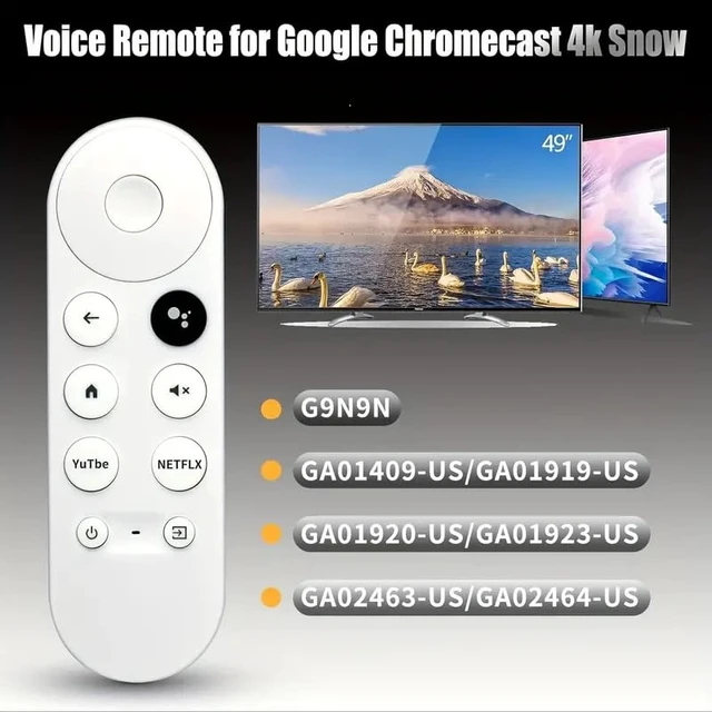 Alt view image 6 of 7 - Voice Remote Control for Google Chromecast 4K Snow | G9N9N Replacement | Compatible with GA01409-US/GA01919-US/GA01920-US/GA01923-US/GA02463-US/GA02464-US | Hands-Free TV Controller