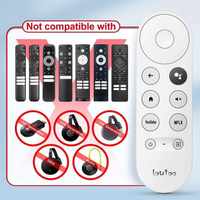 Alt view image 3 of 7 - Replacement for Google-Chromecast-Remote, for Chromecast Google TV Remote | for Google TV Streamer 4K & Snow Google Chromecast TV 4K/HD, Voice Control, 2 Shortcuts, User Manual, Easy Pairing