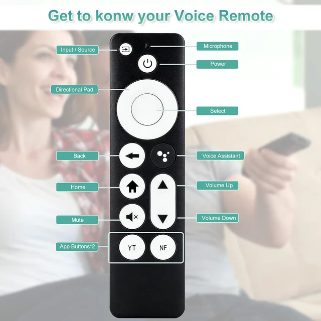 Alt view image 4 of 7 - Replacement Voice Remote for Chromecast Google TV 4K HD Snow G9N9N | Compatible with Chromecast Google TV 4K HD Snow & Streamer, voice control bluetooth remote for G9N9N and all GA series models