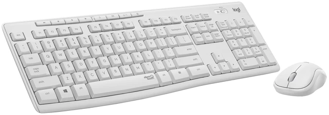 Main image of MK295 Full Size Silent Wireless Keyboard Mouse Combo - Off White | Full size keyboard with SilentTouch technology, compact ambidextrous mouse with silent click switches, Windows compatible