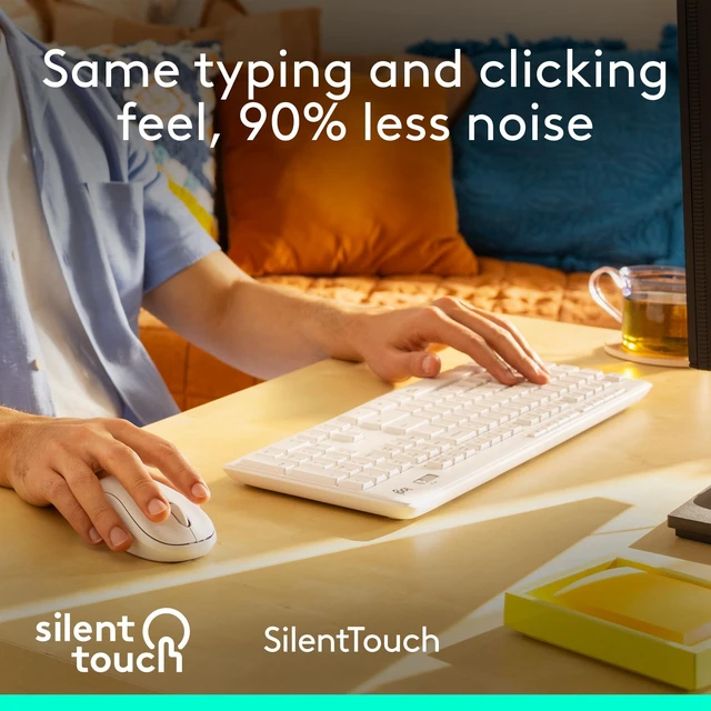 Alt view image 2 of 7 - MK295 Full Size Silent Wireless Keyboard Mouse Combo - Off White | Full size keyboard with SilentTouch technology, compact ambidextrous mouse with silent click switches, Windows compatible