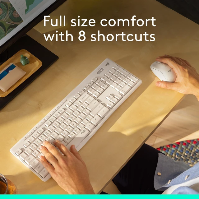 Alt view image 3 of 7 - MK295 Full Size Silent Wireless Keyboard Mouse Combo - Off White | Full size keyboard with SilentTouch technology, compact ambidextrous mouse with silent click switches, Windows compatible