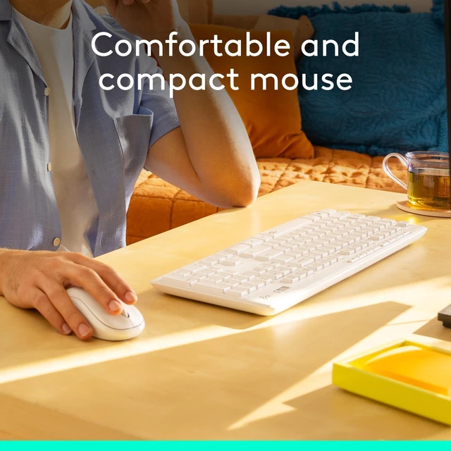 Alt view image 4 of 7 - MK295 Full Size Silent Wireless Keyboard Mouse Combo - Off White | Full size keyboard with SilentTouch technology, compact ambidextrous mouse with silent click switches, Windows compatible