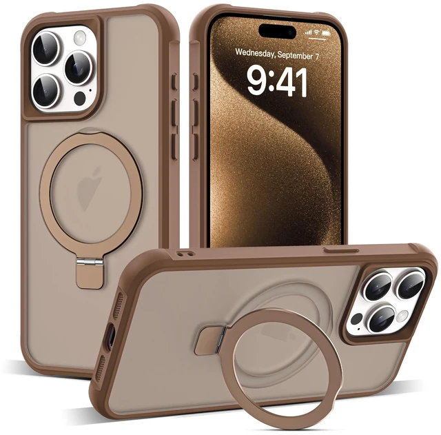 Main image of Compatible with iPhone 15 Pro Max Case with Stand,Desert Brown | iPhone 15 Pro Max Phone Case 6.7",Magnetic Ring Stand,Compatible with MagSafe,Military-Grade Protection,Great Grip Feeling