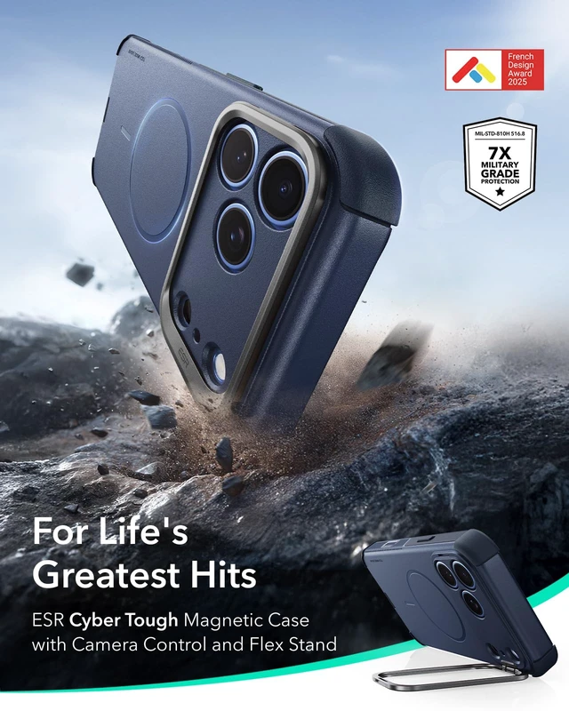 Alt view image 2 of 7 - Cyber Tough for iPhone 18 Pro Max/17 Pro Max Case with Flex Stand | 7X Military-Grade Protection, Camera Kickstand, Compatible with MagSafe, Camera Control, Rugged, Anti-Slip Grip, Night Sky