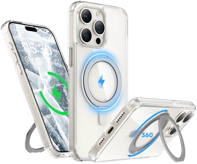 Main image of for iPhone 15 Pro Max Case 6.7-Inch with Magnetic 360° Ring Stand Compatible with MagSafe Crystal Clear Shockproof Protective Phone Cover 6.7" 2023, Clear