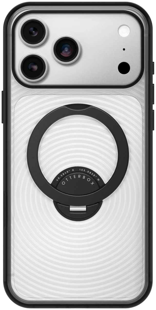 Main image of iPhone 18/17 Pro Max Symmetry Series Stand Case - Clear/Black | Stylish, Clear iPhone Case with Pops of Color, Ultra-Slim iPhone Case with Rotating Stand & Secure Finger Loop