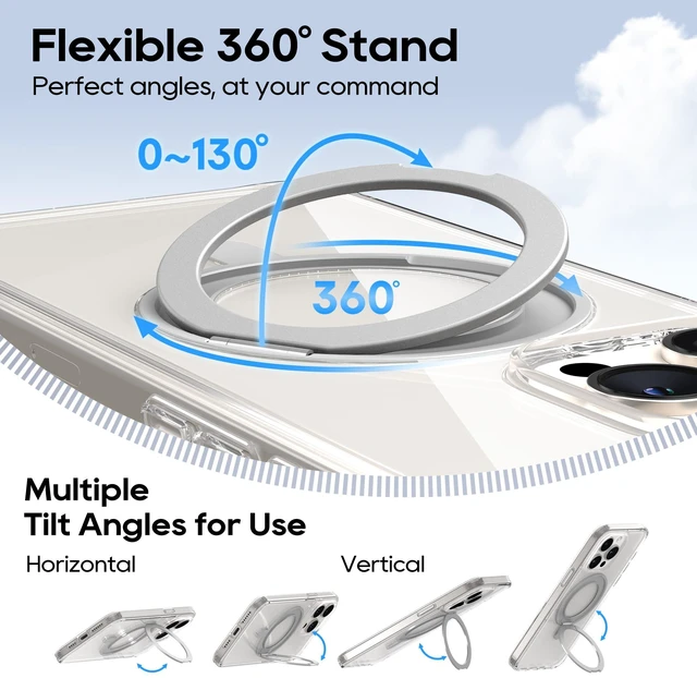 Alt view image 4 of 7 - for iPhone 15 Pro Max Case 6.7-Inch with Magnetic 360° Ring Stand Compatible with MagSafe Crystal Clear Shockproof Protective Phone Cover 6.7" 2023, Clear