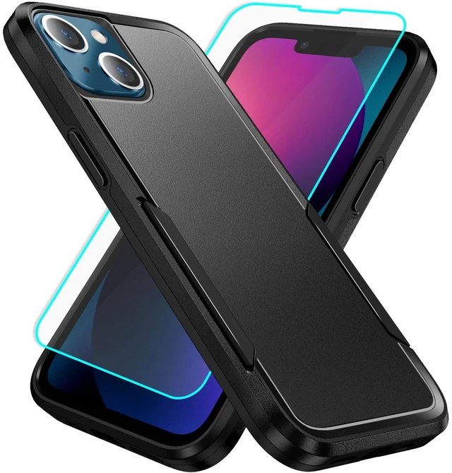 Main image of for iPhone 13 case with Screen Protection: Heavy Duty Protective Shockproof and Scratch Proof Cell Phone case for iPhone 13 Phone case-Black