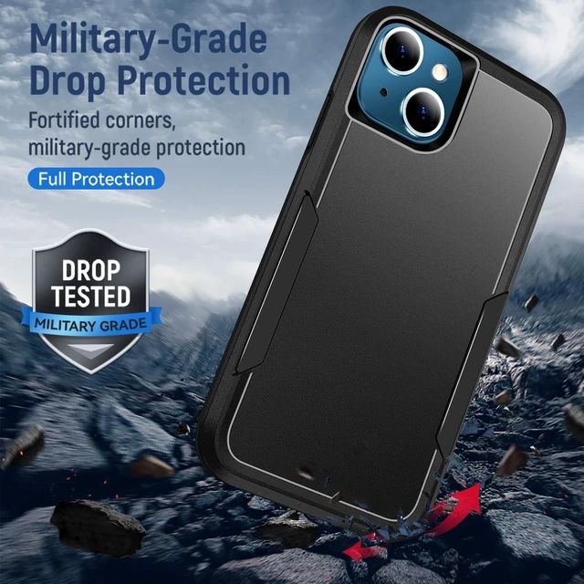 Alt view image 3 of 7 - for iPhone 13 case with Screen Protection: Heavy Duty Protective Shockproof and Scratch Proof Cell Phone case for iPhone 13 Phone case-Black
