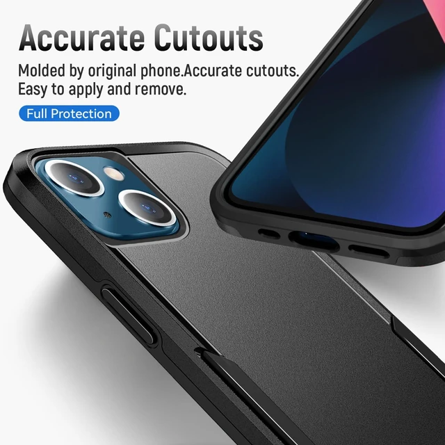Alt view image 6 of 7 - for iPhone 13 case with Screen Protection: Heavy Duty Protective Shockproof and Scratch Proof Cell Phone case for iPhone 13 Phone case-Black