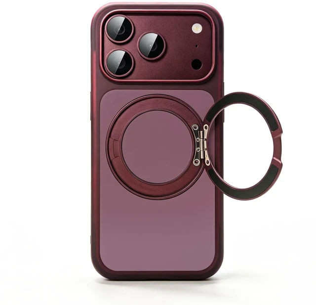 Main image of Case for iPhone 18 Pro Max with 360 Spin Magnetic Stand, Burgundy | Fit for Magsafe,360° Rotating Kickstand,Translucent Hard PC Back,Matte Military Grade Shockproof Phone Cover