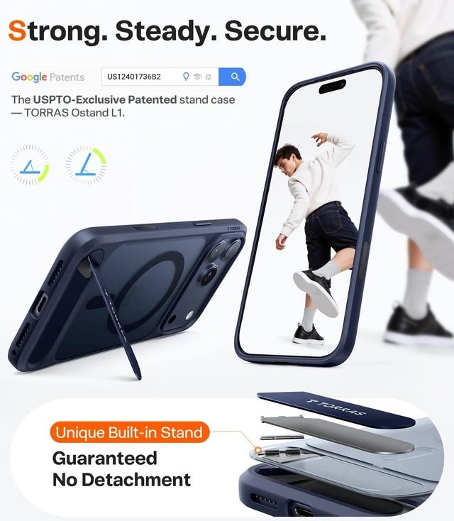 Alt view image 4 of 7 - Strong Magnetic Seamless Stand for iPhone 17 Pro Max Case Deep Blue | Fit for MagSafe, Military Grade Drop Protection, Invisible Adjustable Kickstand, Camera Control Button, Translucent Matte