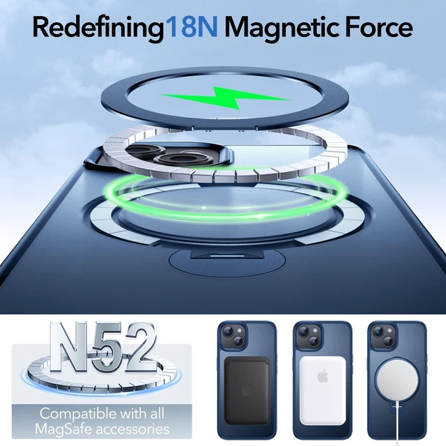 Alt view image 4 of 7 - 360° All-in-ONE Stand Case for iPhone 14/13 Case with Rotatable Magnetic Kickstand Ring Holder, Compatible with MagSafe, MIL-Grade Shockproof iPhone 14/13 Phone Case Cover 6.1" Blue