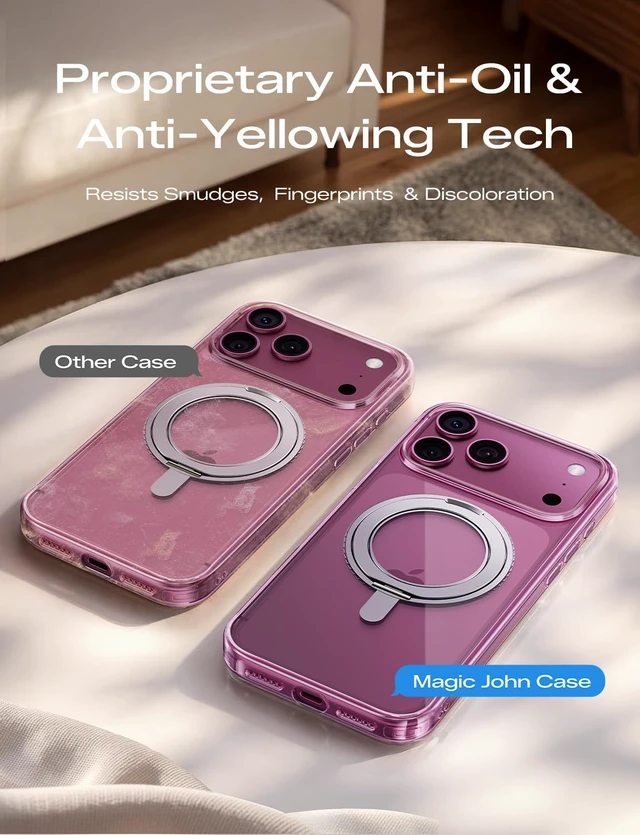 Alt view image 5 of 7 - Clear Phone Case for iPhone 18 Pro Max Case with Stand, Slim | 360 Rotatable Stand, Fit for MagSafe, Anti-Yellowing, Mil-Grade Drop Proof, 18 N Magnetic, Shockproof, Camera Control, Clear