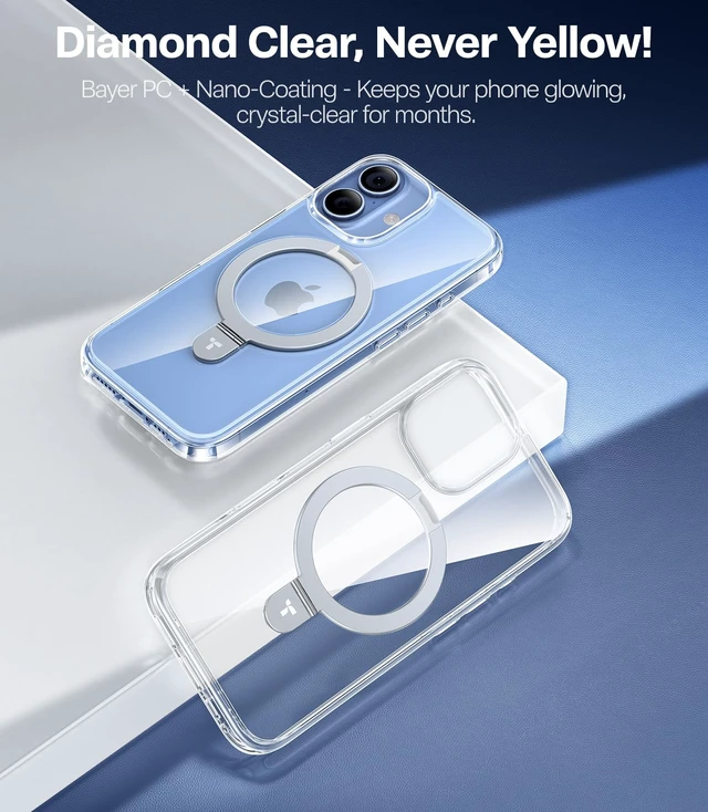Alt view image 5 of 7 - for iPhone 17 Case Clear Magnetic Stand, Fit for MagSafe, 6.3" | 4X Military Drop Protection, Camera Control, Slim Phone Case for iPhone 17 with Kickstand, Anti Yellowing Cover, Clear