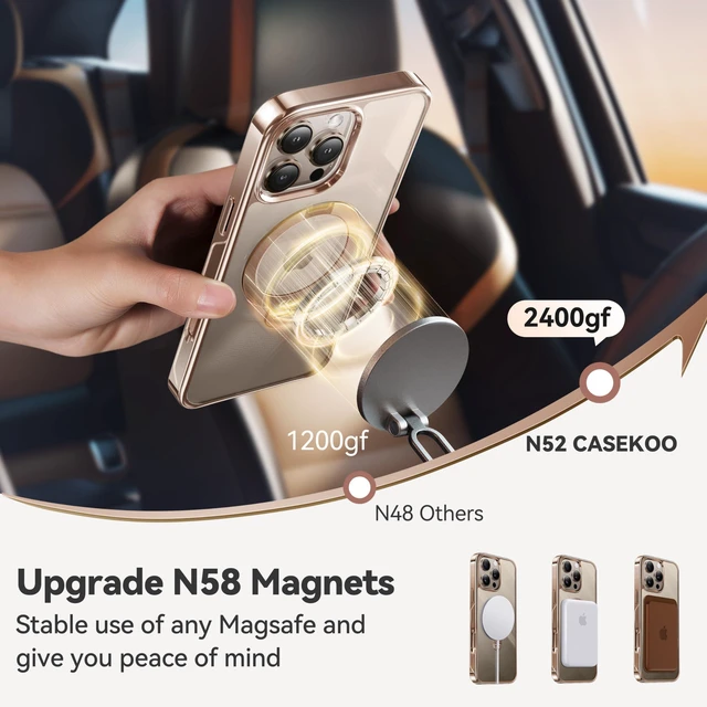 Alt view image 5 of 7 - 360 Spin Magnetic Stand for iPhone 16 Pro Case Desert Titanium Gold | Fit for Magsafe, 16FT Military Protection, Slim Smooth Hand-Polished Frame Titanium Alloy Sturdy Stand 6.3'', Rose Gold