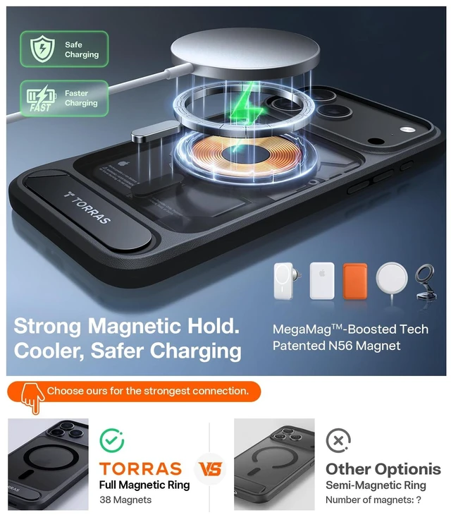 Alt view image 3 of 7 - Stronger Magnetic & Seamless Stand for iPhone 18 Pro Max Case Black | Fit for MagSafe, Durable Kickstand, 4X Military-Grade Protection, Impact Cushioning, Camera Control Button, Translucent Matte