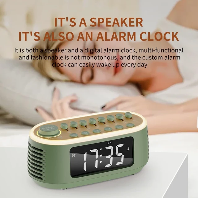 Alt view image 5 of 7 - White Noise Machine Bluetooth Speaker, Digital Alarm Clock Sleep Timer with LED Display RGB Night Light, Soothing Natural Sleeping Sound Machine for Baby, Kids, Adults, Bedrooms (Green)