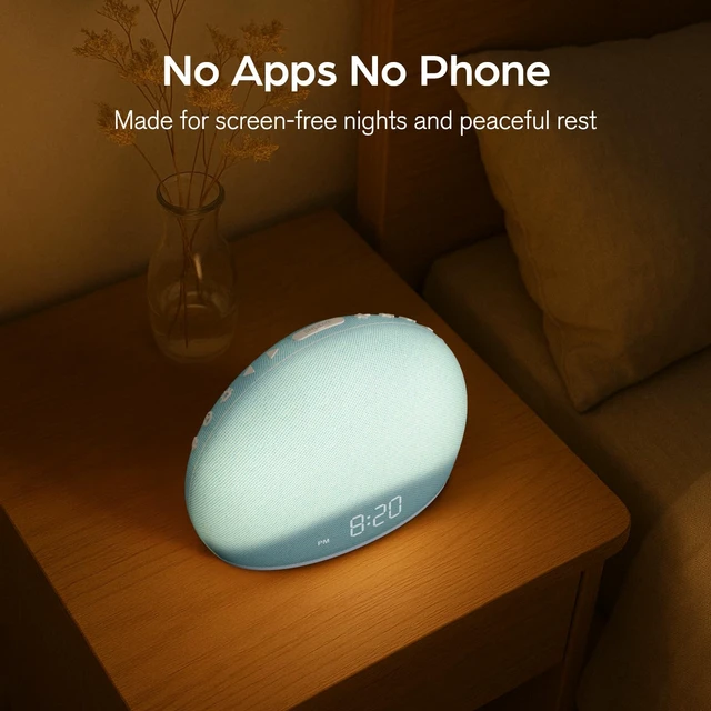 Alt view image 6 of 6 - Sunrise Alarm Clock with White Noise Sound Machine for Bedroom | Wake-Up Light, 5 Gentle Alarm Sounds, 20 Soothing Sleep Sounds, Dimmable Display, Phone-Free Bedside Clock - Blue