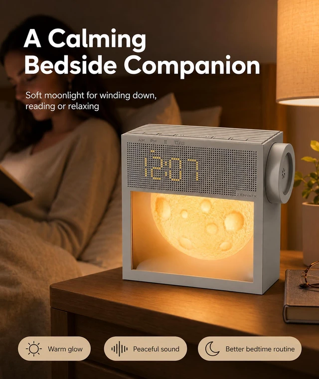 Alt view image 6 of 7 - Rechargeable Sunrise Alarm Clock with Sound Machine and Night Light | 2000mAh Portable Gentle Wake-Up Light for Bedroom Nightstand, 20 White Noise Sounds for Sleep, Snooze, 30120 Min Sleep Timer