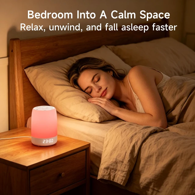 Alt view image 4 of 7 - Sound Machine, White Noise Machine with 32 Soothing Sleep Sounds, Adjustable Night Light, App Remote Control, Personal Sleep Routine Alarm Clock for Baby Kids Adults