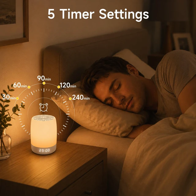 Alt view image 6 of 7 - Sound Machine, White Noise Machine with 32 Soothing Sleep Sounds, Adjustable Night Light, App Remote Control, Personal Sleep Routine Alarm Clock for Baby Kids Adults