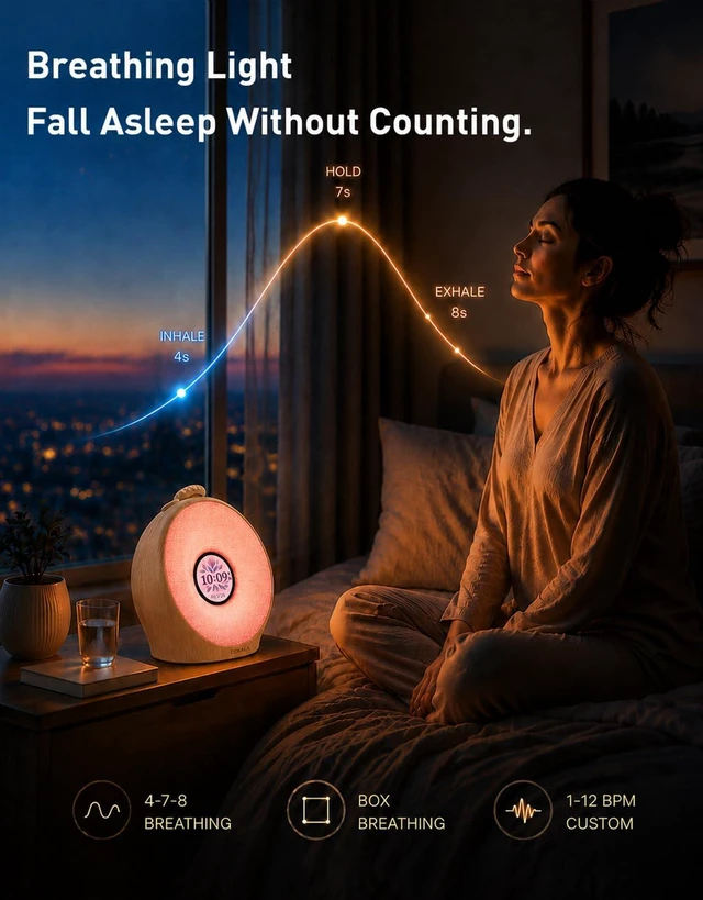 Alt view image 5 of 7 - Sunrise Alarm Clock for Heavy Sleepers with Pulse Wake, Sunset Sound Machine with Breathing Ambient Light, Loud Alarm for Bedrooms, Wake Up Light, Digital Color Display & 7 Themes, No App