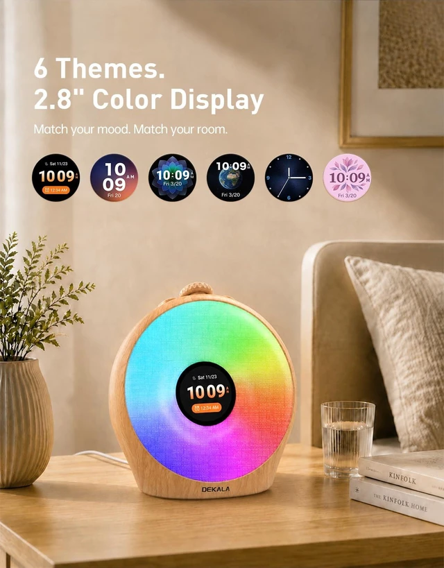 Alt view image 6 of 7 - Sunrise Alarm Clock for Heavy Sleepers with Pulse Wake, Sunset Sound Machine with Breathing Ambient Light, Loud Alarm for Bedrooms, Wake Up Light, Digital Color Display & 7 Themes, No App