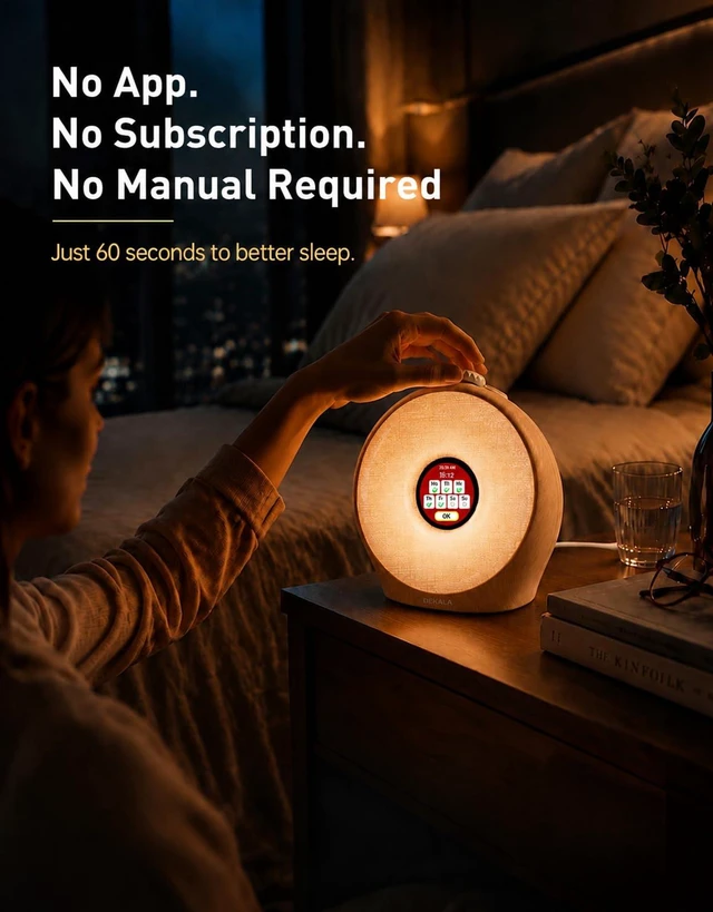 Alt view image 7 of 7 - Sunrise Alarm Clock for Heavy Sleepers with Pulse Wake, Sunset Sound Machine with Breathing Ambient Light, Loud Alarm for Bedrooms, Wake Up Light, Digital Color Display & 7 Themes, No App
