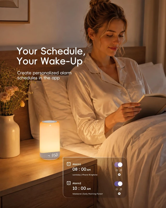 Alt view image 4 of 7 - 3 in 1 Sunrise Alarm Clock White Noise Machine with Smart App Control | 2.4GHz WiFi Connection, Sleep Trainer, Natural Wake Up Light, Night Light, 26 Soothing Sounds, for Bedroom, Adults, Baby