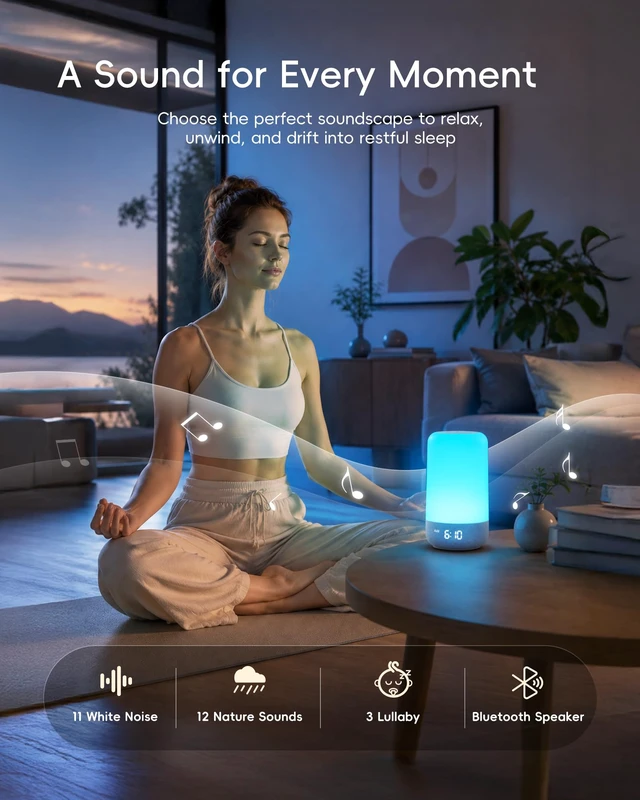 Alt view image 5 of 7 - 3 in 1 Sunrise Alarm Clock White Noise Machine with Smart App Control | 2.4GHz WiFi Connection, Sleep Trainer, Natural Wake Up Light, Night Light, 26 Soothing Sounds, for Bedroom, Adults, Baby