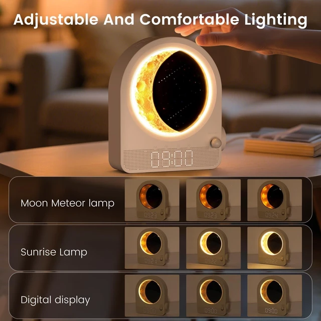 Alt view image 6 of 7 - Sunrise Alarm Clock, White Noise Machine, White | 10 Soothing Sounds, Dual Alarms, 30/60/90min Timer, Easy Snooze, Bedroom Gift for Insomnia Adults/Women