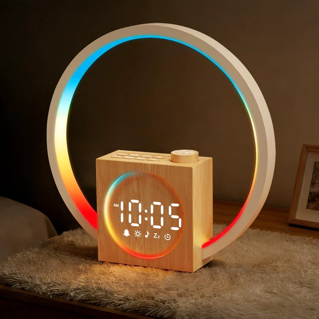 Alt view image 2 of 7 - Sunrise Alarm Clock Sound Machine for Heavy Sleepers Bedroom | Simulated Sunrise, 30 Sleep sounds, 12 Color Lights, USB Charger, Snooze & Touch Controls Help Heavy Sleepers Wake Naturally