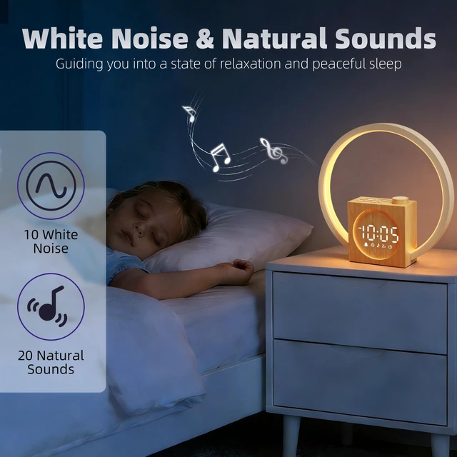 Alt view image 3 of 7 - Sunrise Alarm Clock Sound Machine for Heavy Sleepers Bedroom | Simulated Sunrise, 30 Sleep sounds, 12 Color Lights, USB Charger, Snooze & Touch Controls Help Heavy Sleepers Wake Naturally