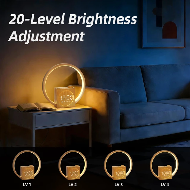 Alt view image 7 of 7 - Sunrise Alarm Clock Sound Machine for Heavy Sleepers Bedroom | Simulated Sunrise, 30 Sleep sounds, 12 Color Lights, USB Charger, Snooze & Touch Controls Help Heavy Sleepers Wake Naturally