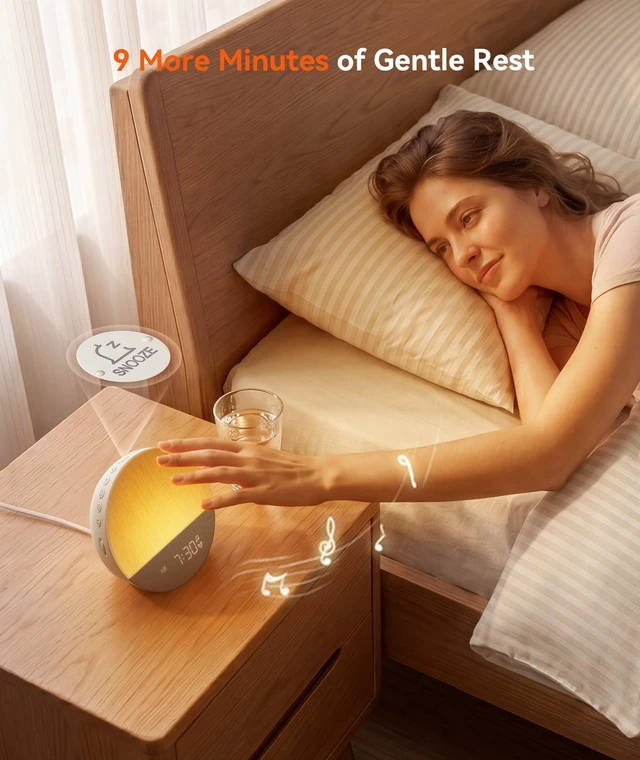 Alt view image 6 of 7 - Sunrise Alarm Clock, Natural Wake up Light, White Noise Machine | Gradual sunrise wake-up, 29 soothing sounds, 9-color night light, no app required for adult bedroom travel
