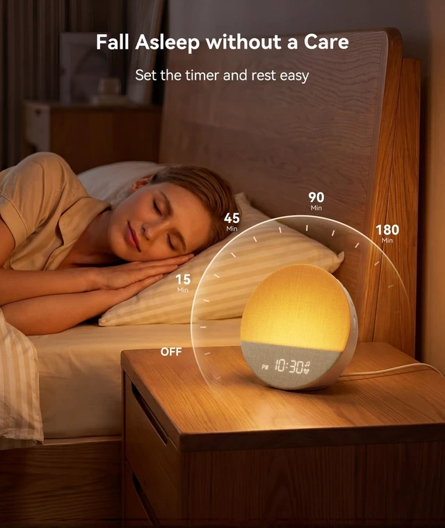 Alt view image 7 of 7 - Sunrise Alarm Clock, Natural Wake up Light, White Noise Machine | Gradual sunrise wake-up, 29 soothing sounds, 9-color night light, no app required for adult bedroom travel
