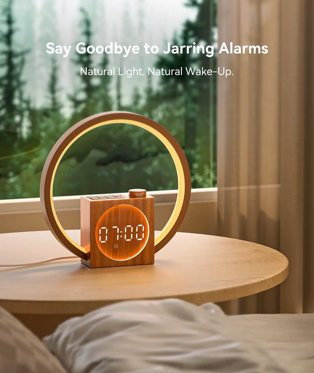 Alt view image 3 of 7 - Sunrise Alarm Clock - Sound Machine for Sleep, 12 Ambient Colors &20-Level Dimmable Night Light, 25 Soothing Sounds, White Noise Machine, Wake Up Light for Adults, Stylish Bedroom Decor&Gift