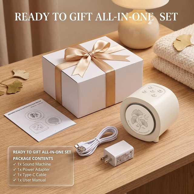 Alt view image 7 of 7 - Sleep Sound Machine with 670nm Red Light, Warm Light, 20 Sounds, 4 Timers | 2 in 1 Red Light & Sound Therapy, Adjustable Volume&Light Brightness, for Home Travel, Registry Gift, with Adapter