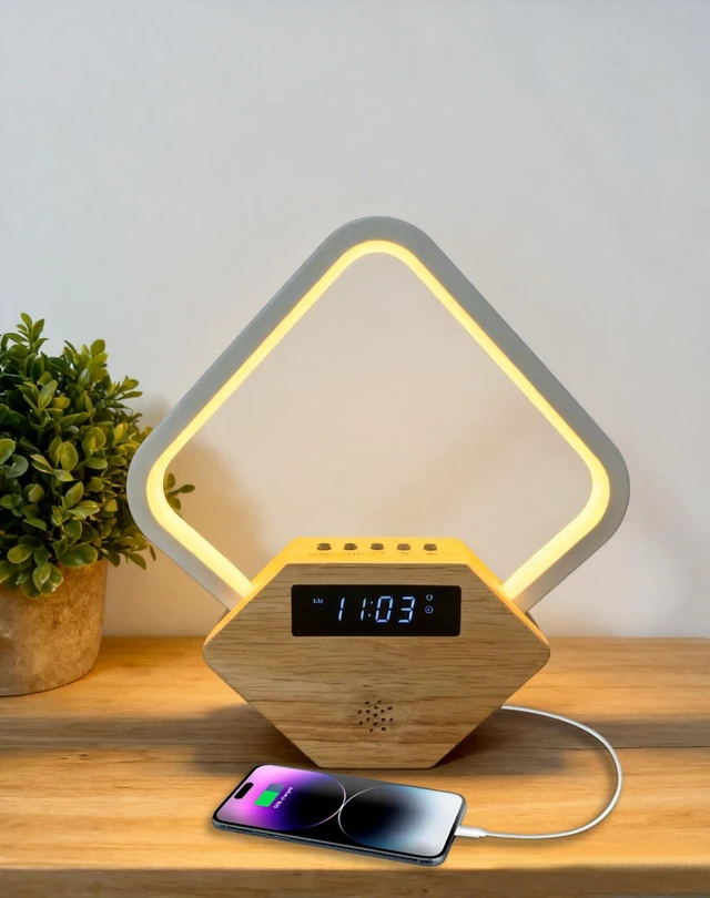 Main image of All-in-One Sunrise Alarm Clock for Heavy Sleepers | Wood 3-Color Dimmable Bedside Lamp with White Noise & Fast USB Phone Charger for Bedroom/Office | Sleep Aid for Adults Kids,Gift for Men Women