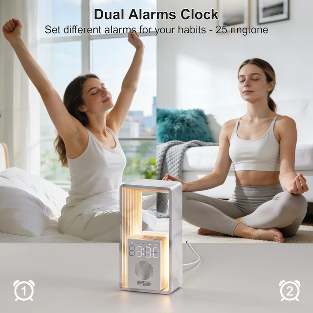 Alt view image 5 of 7 - Sunrise Alarm Clock with 20 White Noise & Night Light for Bedroom | Gentle Sunrise Wake-Up, 20 Soothing Sounds &Timer, Dual Alarms & Snooze, Dimmable Touch lamp, for Kids Babies Adults