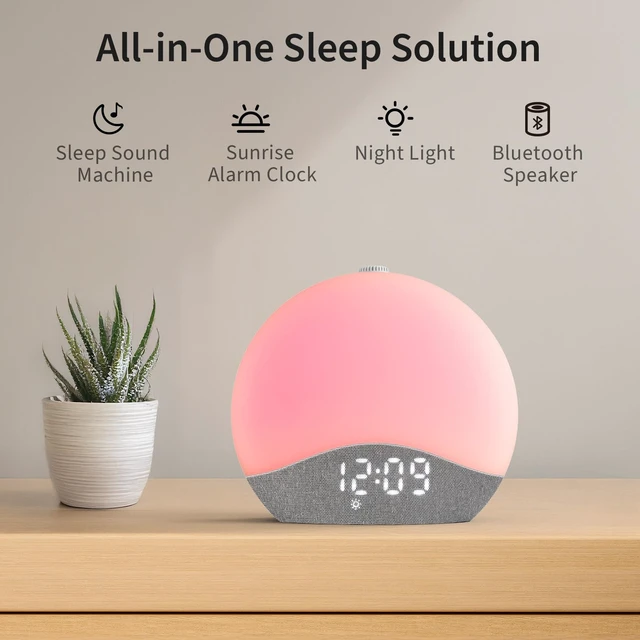 Alt view image 2 of 7 - Sunrise Alarm Clock Sound Machine, 26 Soothing Sounds | Backlit Buttons, White Noise Machine Night Light, Bluetooth Speaker Wake Up Light | Bedroom | Heavy Sleeper, Adults, Kids